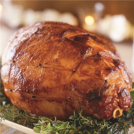 Baked ham with spiced cider glaze