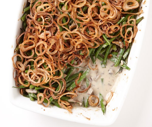 Baked haricots verts with fried shallots