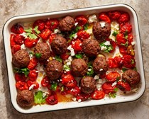 Baked harissa meatballs with cherry tomato sauce