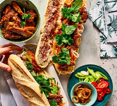 Baked honey & lemongrass chicken bánh mi