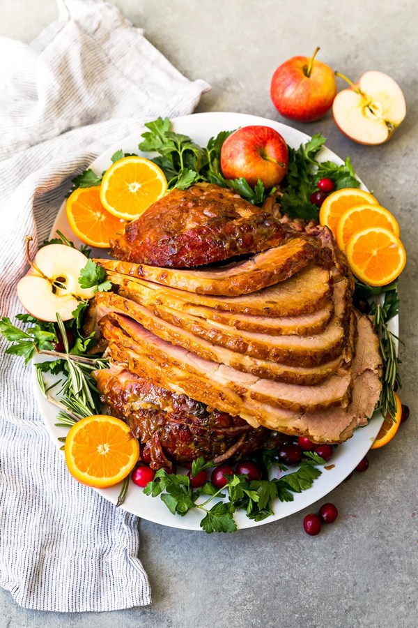 Baked honey-mustard ham