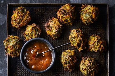 Baked kale & potato pakoras