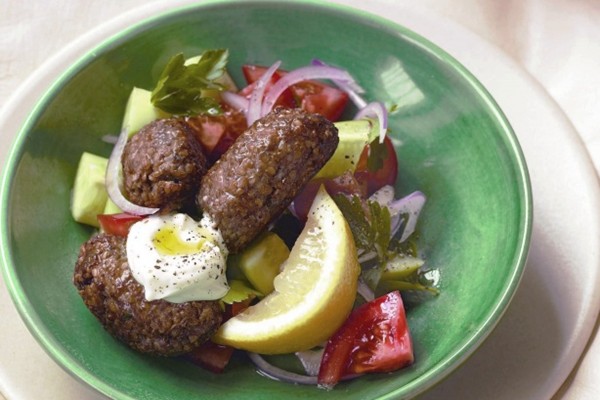 Baked Kibbeh (with cucumber salad)