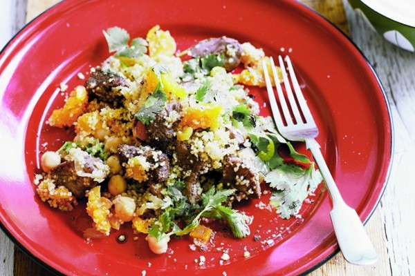 Baked lamb and apricot couscous