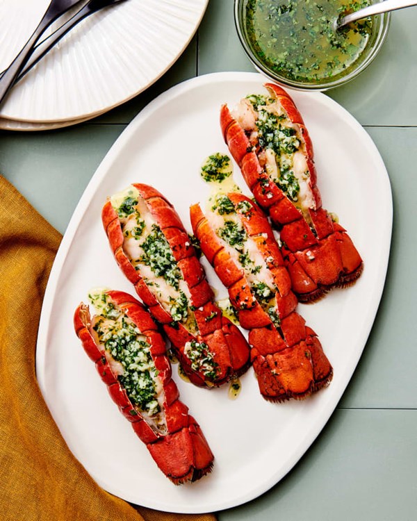 Baked lobster tails with garlic butter