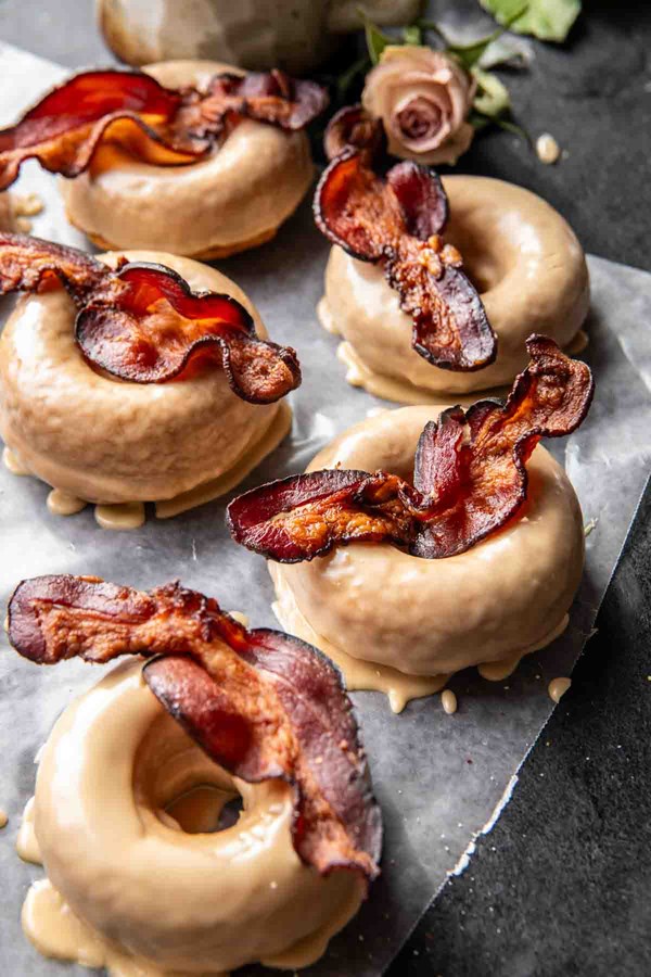Baked maple bacon doughnuts