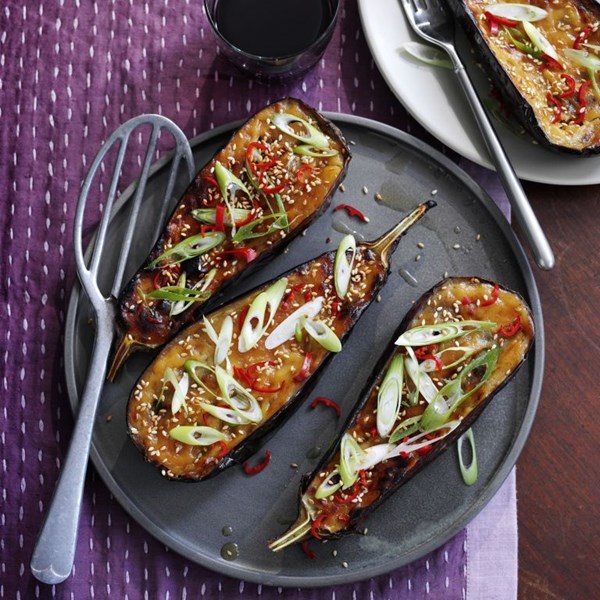 Baked miso aubergine