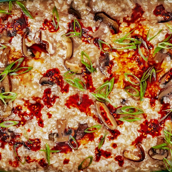 Baked mushroom-rice porridge 