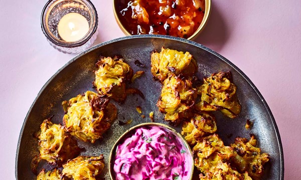 Baked onion bhajis
