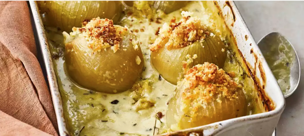 Baked onions with cheesy breadcrumbs