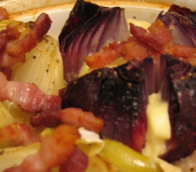 Baked onions with Somerset Brie and English bacon