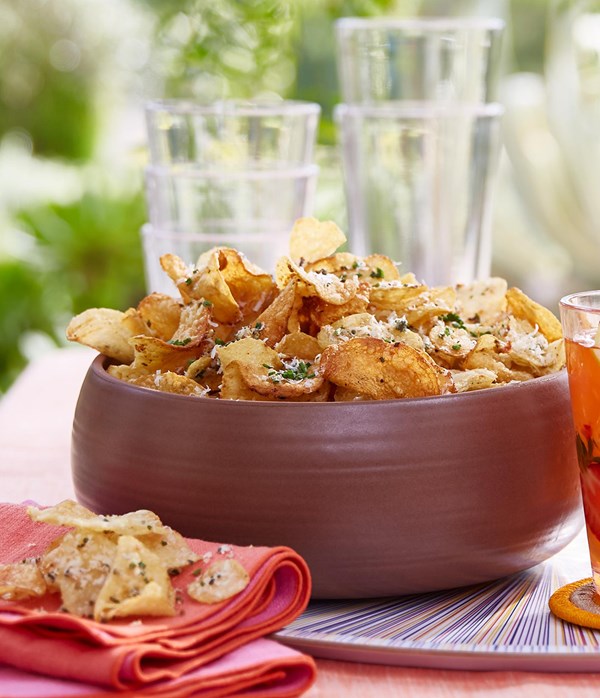 Baked Parmesan and herb potato chips