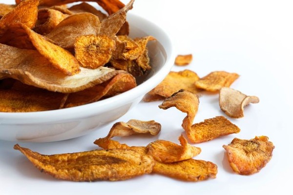 Baked parsnip chips with lime salt