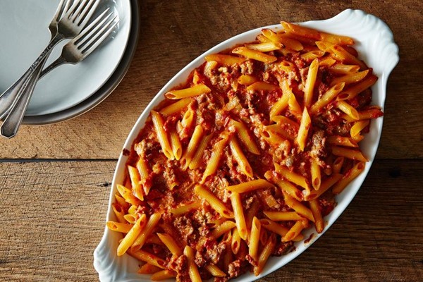 Baked pasta with chicken sausage