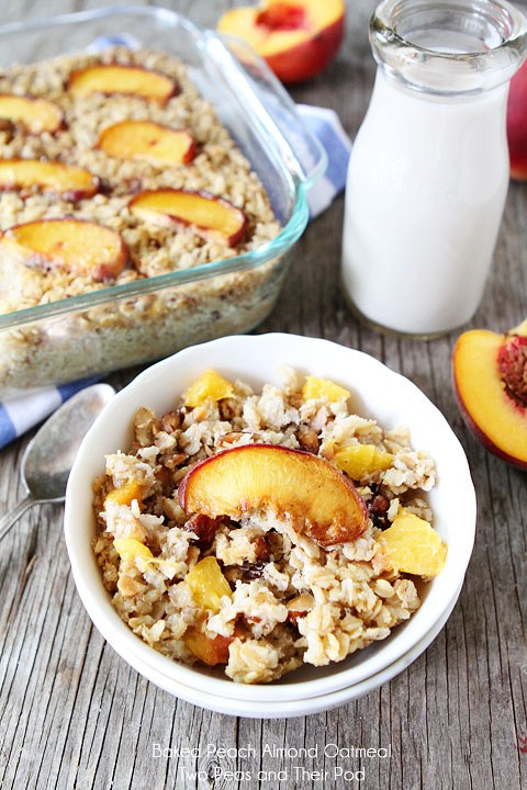 Baked peach almond oatmeal
