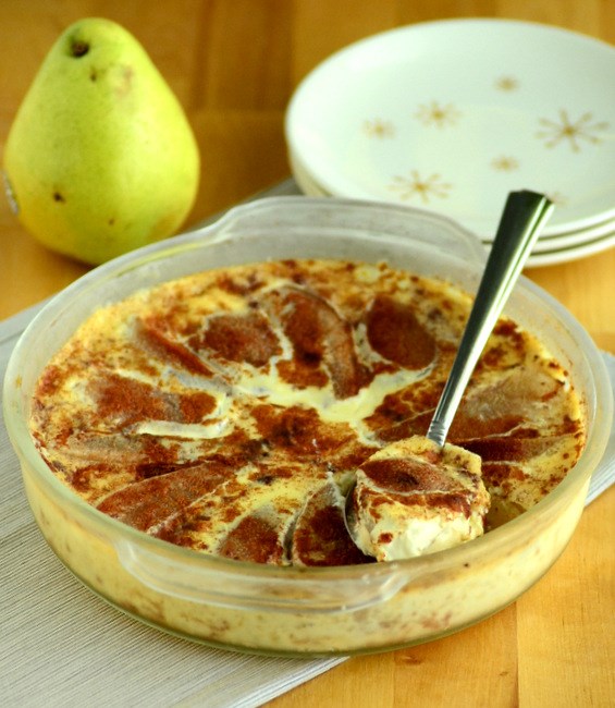 Baked pear custard