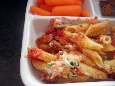 Baked penne with four cheeses