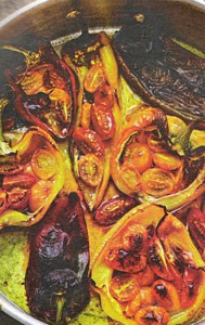 Baked peppers for a summer lunch
