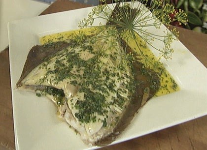 Baked plaice or sole with herb butter