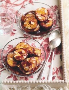 Baked plums with Port and orange mascarpone