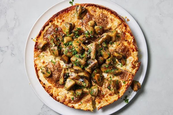 Baked polenta with roasted mushrooms