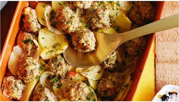 Baked pork and fennel meatballs