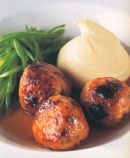 Baked pork, prune and apple meatballs