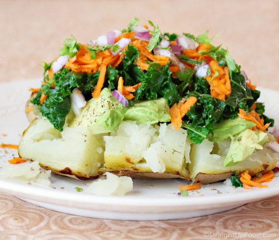 Baked potatoes with toppings