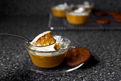 Baked pumpkin and sour cream puddings