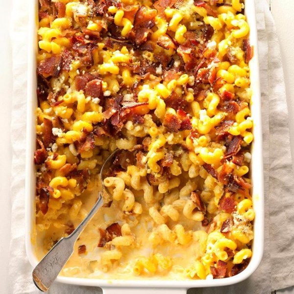 Baked pumpkin goat cheese Alfredo with bacon
