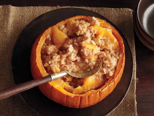 Baked pumpkin rice pudding