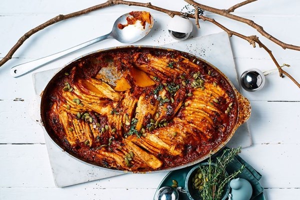 Baked pumpkin with thyme and Brie