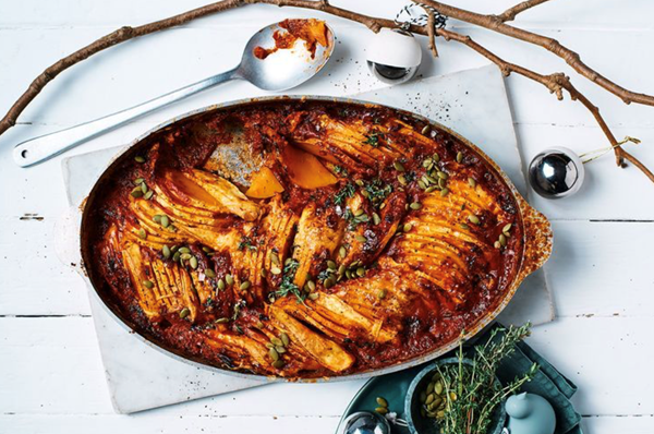 Baked pumpkin with thyme and Brie