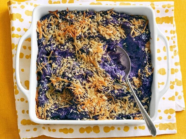 Baked purple mashed potatoes