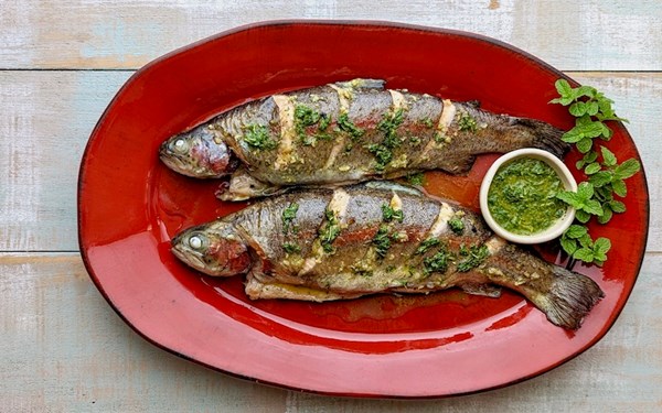 Baked rainbow trout