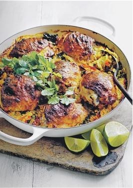 Baked red curry chicken & coconut dhal