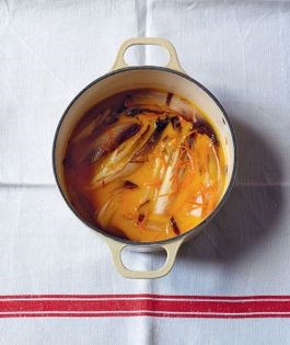 Baked red endive with orange