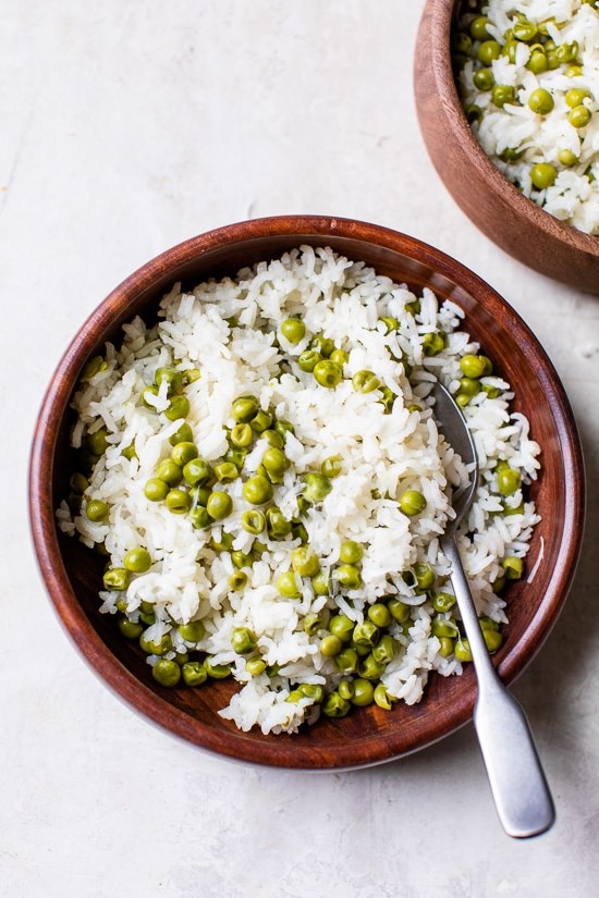 Baked rice and peas