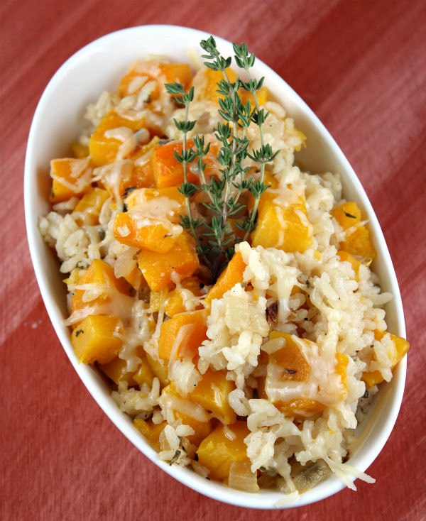 Baked rice with butternut squash