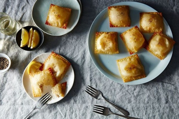 Baked ricotta and smoked salmon dumplings in gyoza skin