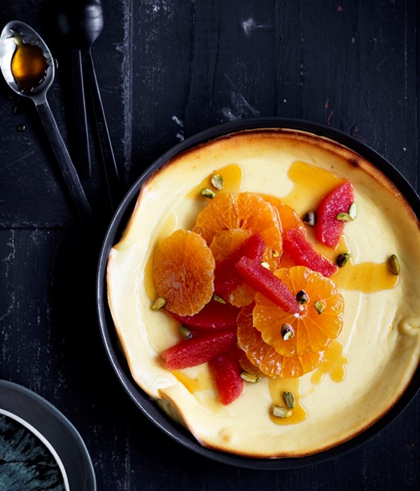 Baked ricotta cream with mandarin caramel