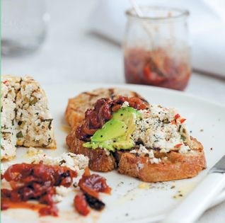 Baked ricotta with avocado