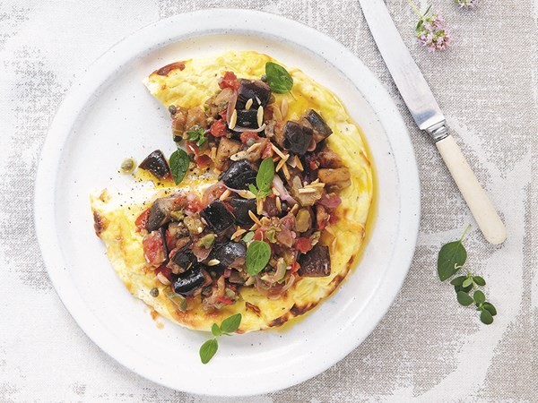 Baked ricotta with caponata