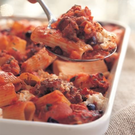 Baked rigatoni with ricotta & sausage