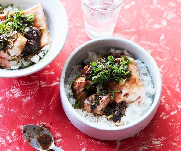 Baked salmon with black bean sauce