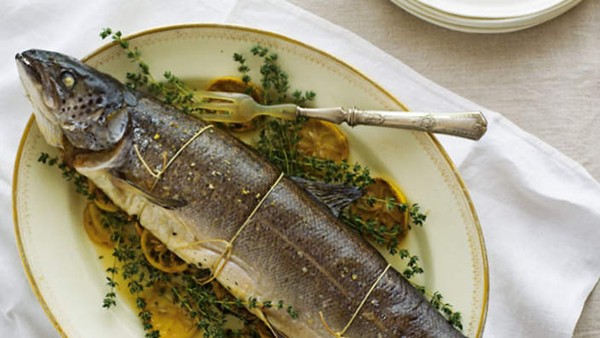 Baked salmon with herb mayonnaise