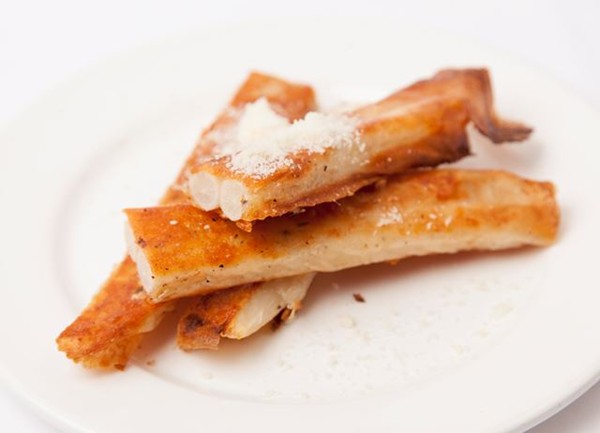 Baked salsify in Parmesan