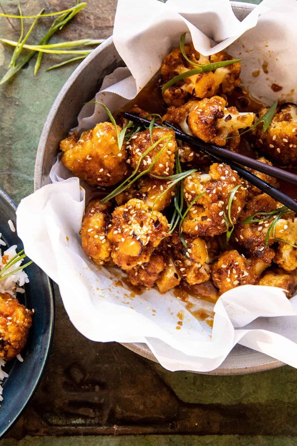 Baked sesame orange cauliflower