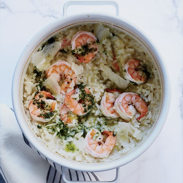 Baked shrimp risotto