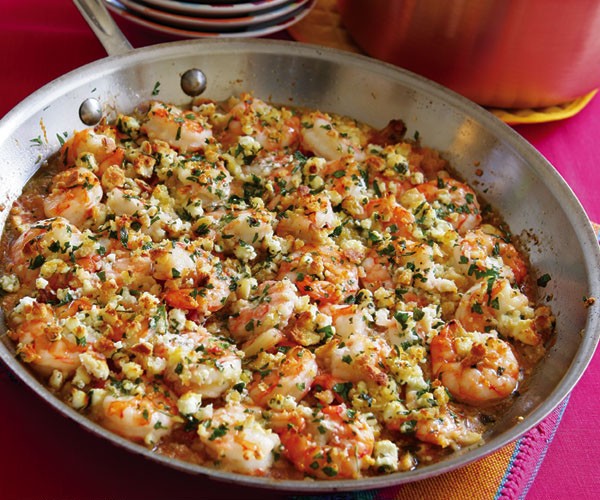 Baked shrimp with fennel and feta